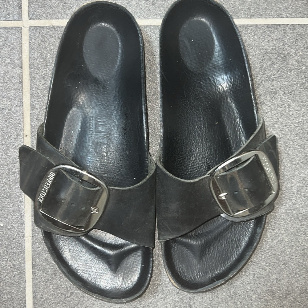 Birkenstock Black Sandals with Silver Buckle